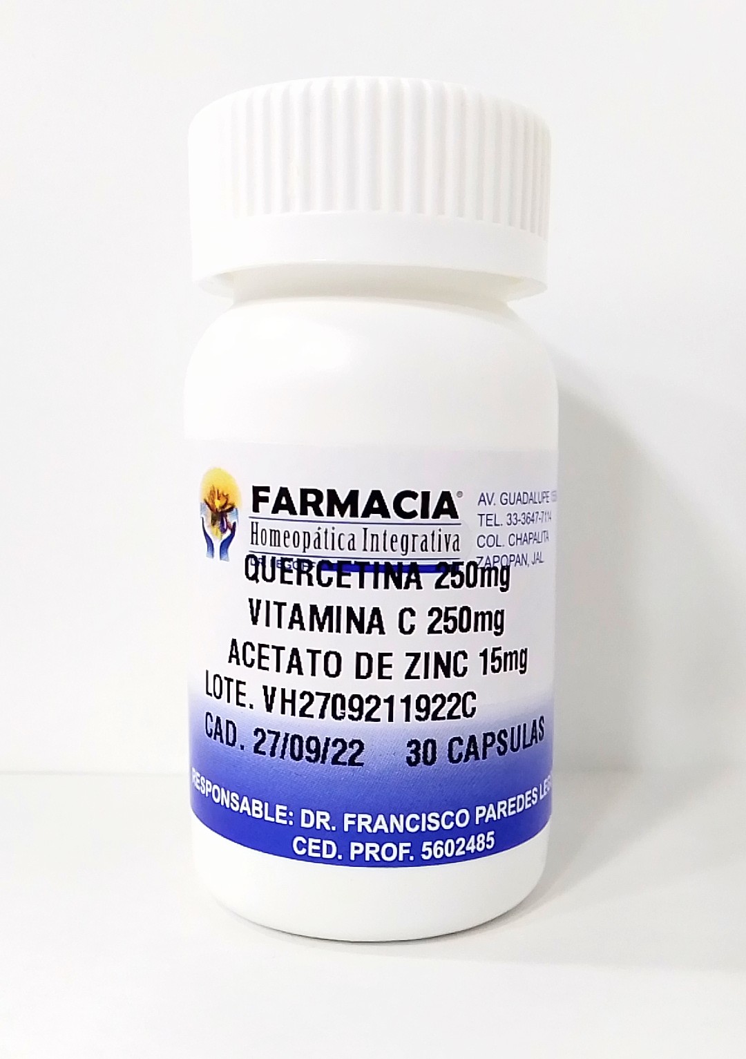 QUERCETINA 250MG VITAMINA C 250MG ACETATO DE ZINC 15MG